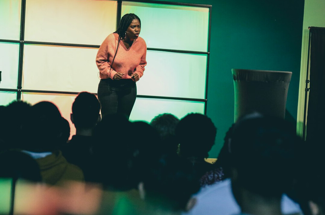 successful speaker after presentation